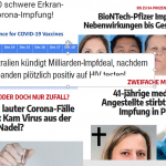 Übersicht aus verschiedenen Quellen zu Berichten bezgl. Corona Impfstoff Wirkungen